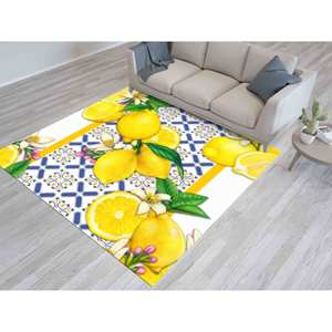Tapis imprimé jaune citron moderne pour l'été, décoration douce pour cuisine intérieure, tapis à poils doux - Product Image 1