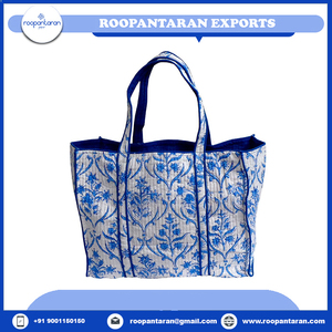 Sacs fourre-tout en coton biologique, vente en gros, sac fourre-tout matelassé en coton imprimé avec poches intérieures à vendre - Product Image 6