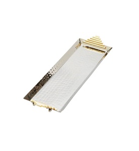 Plateau de service décoratif design antique en acier inoxydable de la meilleure qualité avec plateau de service à thé et à café martelé - Product Image 1