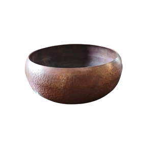 Tazón decorativo de latón redondo indio de vela martillada de cobre puro sólido hilado de metal - Product Image 1