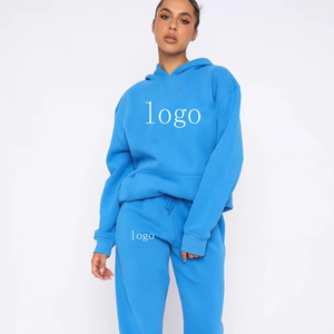 Vente en gros Survêtement en polaire uni personnalisé de haute qualité Ensemble 2 pièces Survêtement sérigraphié, sweat à capuche pour femmes - Product Image 1