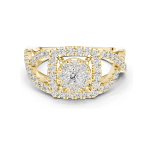 Bague pour femme en diamant de laboratoire 0,864 CT avec halo et pierres latérales, clarté VVS-VS EF, or 18 carats, 14 carats, 10 carats et argent 925, rose - Product Image 1