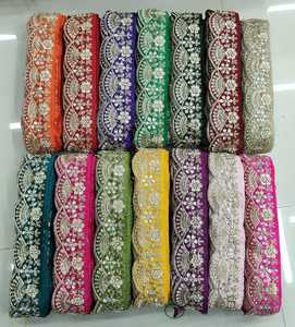 Custom Made <b>Sequin</b> Embroidered Laces Eco-friendly Vintage Design Shimmering Softly Catching Light Ornate Details Graceful - Product Image 2