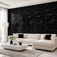 Panneau mural en PVC marbré noir et blanc, imperméable, revêtement décoratif intérieur