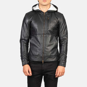 Baston Genuine <b>Sheepskin</b> Leather Bomber <b>Jacket</b> in Black with Hood Zippered Reversible Water-Proof XS Size for Autumn Season - Product Image 4
