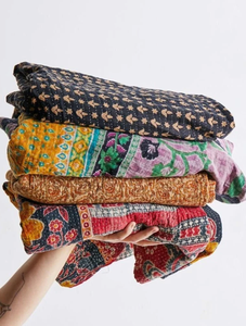 Edredón de Kantha bengalí Vintage, hecho a mano, de algodón Reversible, para uso en Hotel, funda de sofá Gudari, colcha India - Product Image 3