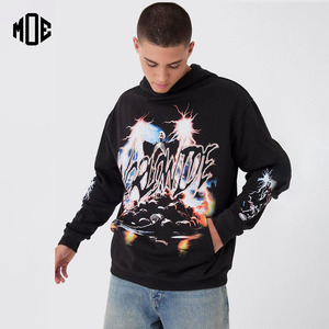 เสื้อฮู้ดดี้ผู้ชายผ้าคอตตอนเทอร์รี่หนานุ่มพิเศษ ทรงโอเวอร์ไซส์ สไตล์วินเทจ สีพื้น พิมพ์ลาย DTG ตามสั่ง ขายส่ง - Product Image 1