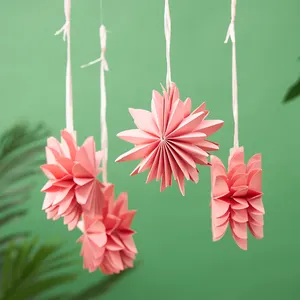 Creative Snowflake Thick Paper Fan Hanging Party Pink Paper Fans Set For Birthday Wedding Decoration Party Wall Decoration