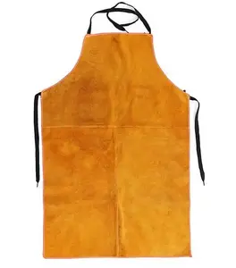 Golden Brown Colour Cow Split Leather Apron Welding Protection And Safety Clothing Leather One Size Welder Clothing