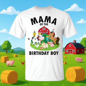 T-shirt per la festa di compleanno della mamma del bambino, a tema animali della fattoria, abbigliamento promozionale per feste a tema fattoria - Product Image 3