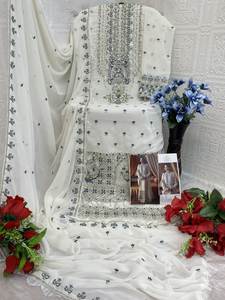 Femmes Style moderne Faux Georgette bas costumes lourde broderie séquence travail indien pakistanais vêtements en gros approvisionnement meilleur - Product Image 6