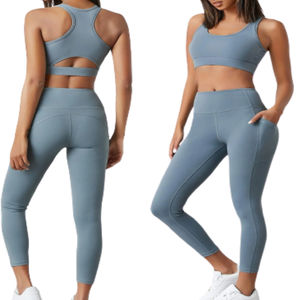 Conjuntos transpirables de secado rápido para mujer, ropa deportiva de 2 piezas, ropa de gimnasio, patrón impreso de talla grande al por mayor - Product Image 1