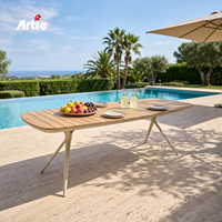 Artie Meubles de patio Table à manger d'extérieur Mobilier de restaurant en bois pour centre de villégiature Table de terrasse en aluminium Mobilier de jardin
