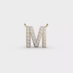Magnifique pendentif en diamant moissanite 'M' pour homme, design ouvert unique de Surat, sans chaîne, véritable pendentif et breloque de bijoutier - Product Image 3
