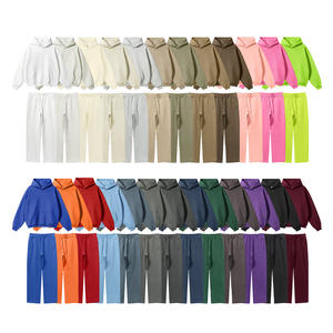 Conjuntos de sudadera con capucha personalizada de alta calidad de lana de color liso hombre mujer Puff estampado bordado sudaderas con capucha suéter y pantalones conjuntos de 2 piezas - Product Image 2