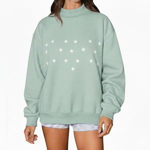 Streetwear Women Long Knitted Oversized Mockneck Sweatshirt Casual Winter Relaxed Fit Pullover <b>Top</b> Front Logo for Modern Fashion - Product Image 1