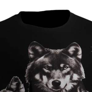 <b>White</b> <b>Plains</b> Wolves Graphic <b>T</b> <b>Shirt</b> for Men and <b>Women</b> Realistic Wolf Pack Art Print Black Cotton Streetwear Tee - Product Image 3