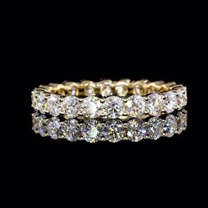 Magnifique VVS Moissanite Eternity Band Ring 925 Silver Diamond Halo Band 14K Gold Plated Beautiful Moissanite Band Wedding Gift - Product Image 4