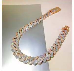 Chaîne à maillons cubain Hip Hop en argent massif 925 plaqué or 18 carats de 20mm avec testeur de passes de diamant Moissanite VVS1 clouté 16-30 pouces - Product Image 2