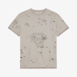 Tee shirts pour hommes en détresse Boxy t Shirt pour hommes Custom Cropped Distressed Tshirt Washed Vintage New Trendy Customized - Product Image 2