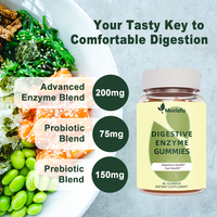 Gummies aux enzymes digestives OEM/ODM, complément multi-enzymes pour la digestion avec probiotiques pour la santé intestinale, soutien à la santé digestive