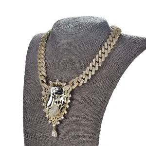 Cadena Cubana Personalizada de Alta Calidad con Colgante de Leopardo Estilo Hip Hop y Conjunto de Collar para Hombre - Product Image 2