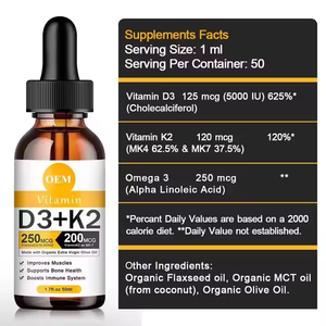 Vitamine D3 K2 Oméga 3 Gouttes d'huile de poisson Supplément pour les articulations et le cerveau des os sains Certifié Halal Qualité alimentaire santé pour adultes - Product Image 5