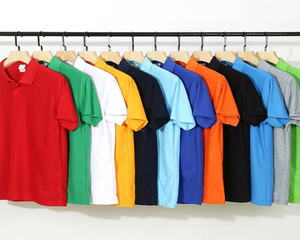 Chemises décontractées d'été de luxe pour hommes, couleurs unies, respirantes, en polyester et coton tricoté, imprimées sur mesure, manches courtes, golf, ODM - Product Image 1