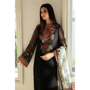 Ensemble de costume en mousseline de soie brodée pour femmes UF-388 - Product Image 3