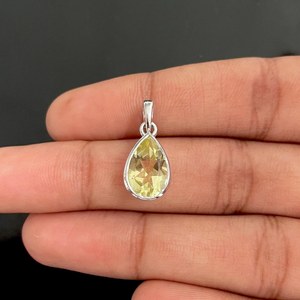 Design impressionnant 925 argent Sterling naturel citron Quartz pierre précieuse poire forme pendentif fait à la main bijoux fins pendentifs et breloques - Product Image 3