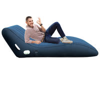 Sofá Cama Inflable Ecológico de PVC Impermeable con Revestimiento Flocado, Moderno, Plegable, Reclinable, con Almacenamiento y Funda Extraíble Suave