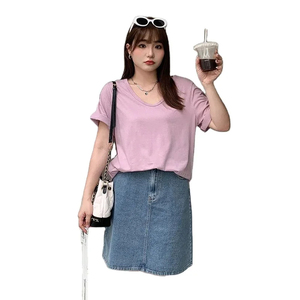 Jupe en jean plissée taille haute décontractée pour femme, silhouette droite, style tendance, courte, avec volants et boutons décoratifs - Product Image 6