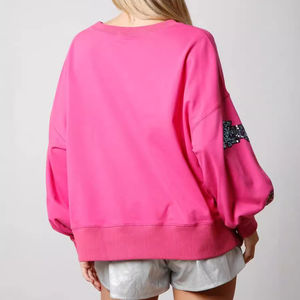 Nuevo logotipo personalizado impreso manga larga diseñado mujer sudadera Regular Fit cuello redondo Top traje de moda mujer sudadera - Product Image 6