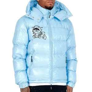 Veste matelassée à bulles en laine/polyester de haute qualité pour hommes avec col à capuche - Product Image 3
