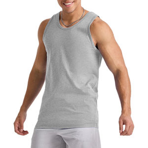 Camiseta sin mangas de Color sólido personalizada para hombre 2023, algodón transpirable, básico, para gimnasio, de talla grande, ropa deportiva fabricada a un precio barato - Product Image 5