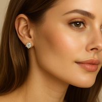 Boucles d'oreilles classiques de luxe en argent sterling 925 pour femme, plaquées or jaune 6 griffes, 0,50 carat, taille brillant, pour fêtes et mariages