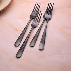 <b>Black</b> Flame Eco-Friendly and Sustainable Stainless Steel <b>Dinner</b> Forks <b>Set</b> of 4 for Back to School - Product Image 6