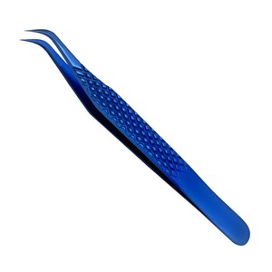 Pince à cils en acier inoxydable à pointe en fibre de 90 degrés avec poignée en diamant avec logo personnalisé gratuit pour extensions de cils de précision - Product Image 1