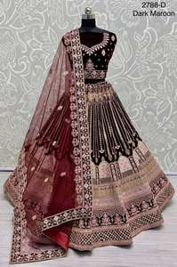 นักออกแบบ lehenga choli กับดีไซเนอร์แผงทำงาน dupatta - Product Image 4