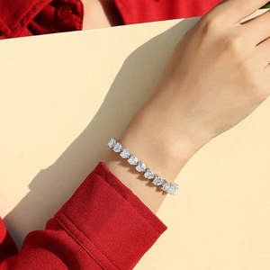 NOVAMART Fine Hallmark <b>Silver</b> Heart Cut American Diamond <b>Bracelet</b> Elegant and Luxurious Jewelry Accessory Wholesale Export - Product Image 2