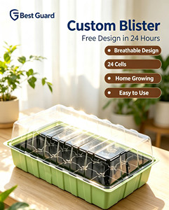 Bandeja de germinación personalizada de 24 celdas con domo transparente para controlar la humedad, bandeja de germinación de plástico transpirable para el cultivo de semillas en casa. - Product Image 1