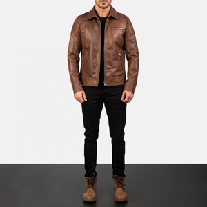 Veste en cuir pour homme légère, écologique, imperméable, mince, en toile, coupe-vent, de haute qualité, OEM - Product Image 6
