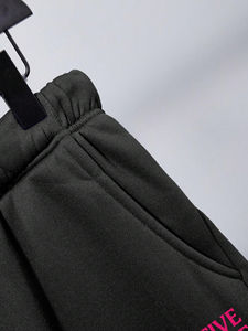 Ensemble survêtement unisexe décontracté en molleton respirant 2-en-1 avec capuche et pantalon, collection hiver 2025, 100 % polyester, taille élastique - Product Image 3