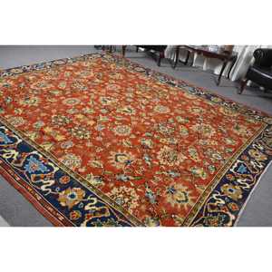 Tapis turc 9,6 x 10,7 pieds, tapis vintage surdimensionné, tapis à fleurs rouges - Product Image 5