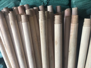 Good Quality Natural Wooden Broom Handle Round Head and Italian Thread Wooden <b>Pole</b> Suitable <b>for</b> Cleaning Room - Product Image 2