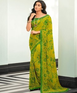 Saree en soie avec chemisier en georgette fantaisie pour mariage et fête Vêtements indiens de mariée élégants - Product Image 5