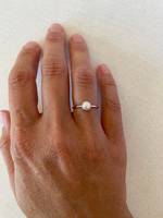 Bague fine minimaliste empilable en argent sterling 925 plaqué or 14 carats avec perle d'eau douce naturelle de 5 mm pour femme