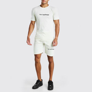 Personalizado OEM verano Streetwear Jogger 100% algodón chándal para hombres fabricante serigrafía camiseta y pantalones cortos conjunto - Product Image 4