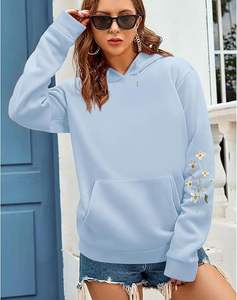 Nouveauté, sweat-shirt à capuche court personnalisé avec logo, en coton pour femmes, décontracté, surdimensionné, imprimé, gaufré, vierge - Product Image 5