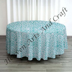 Elegant Floral Hand Block Printed <b>Round</b> <b>Tablecloth</b> Pure Cotton Indian Farmhouse Style for Weddings & Outdoor Use - Product Image 6
